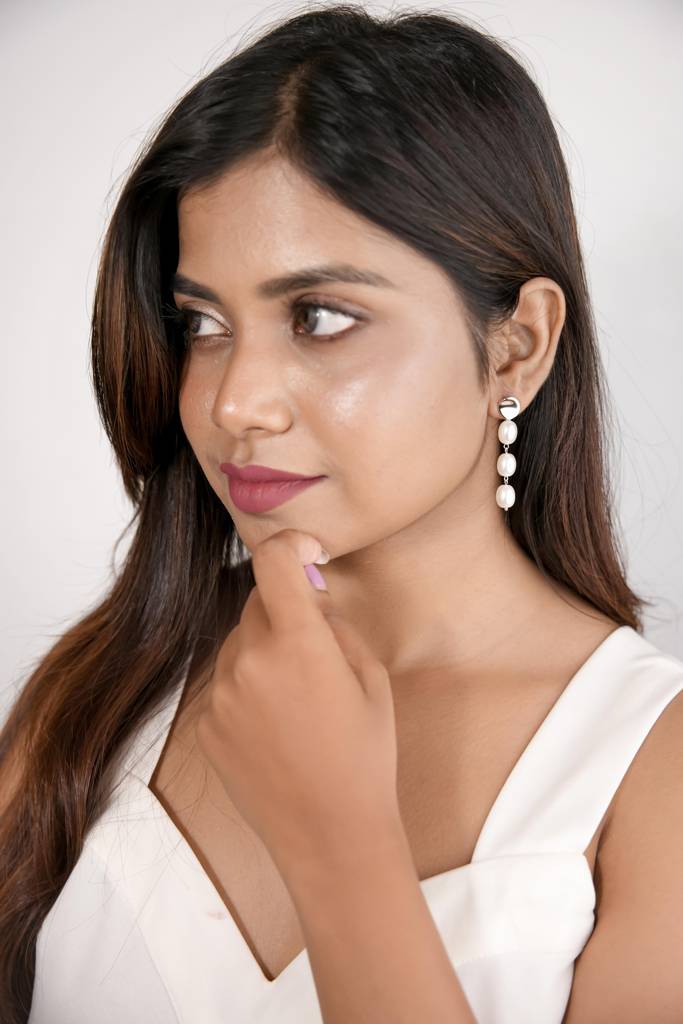 Silberry 925 Sterling Silver Pearl Drape Earrings : ER2582