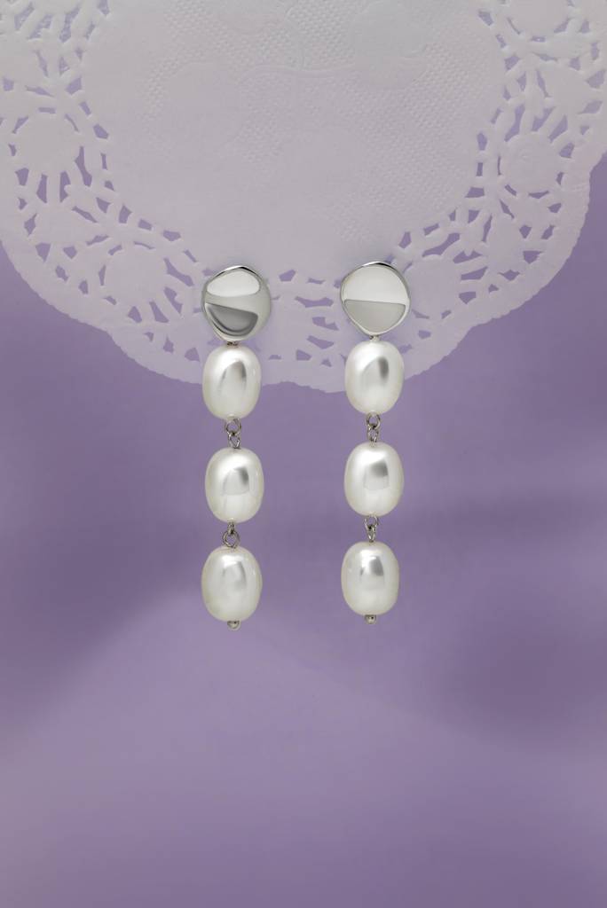 Silberry 925 Sterling Silver Pearl Drape Earrings : ER2582