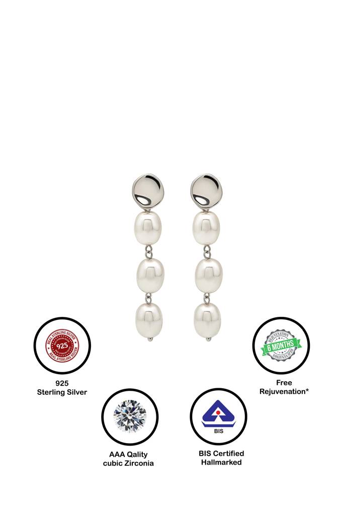 Silberry 925 Sterling Silver Pearl Drape Earrings : ER2582