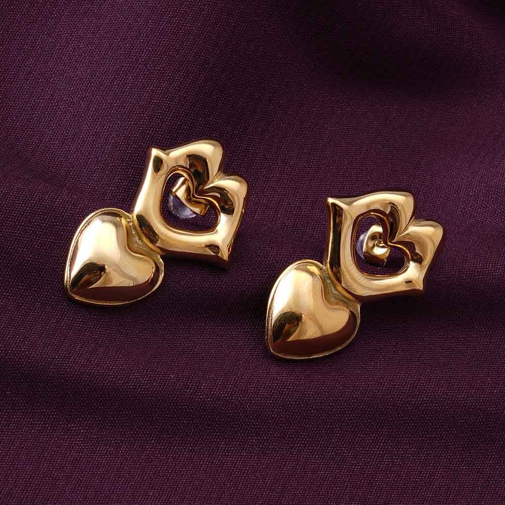 Carved Heart Earrings For Womens Waterproof & Anti-Tarnish : ER259