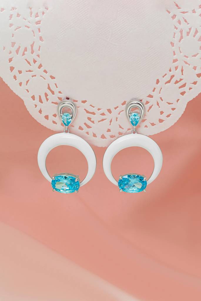 Silberry 925 Sterling Silver Blue Frost Earrings : ER2622