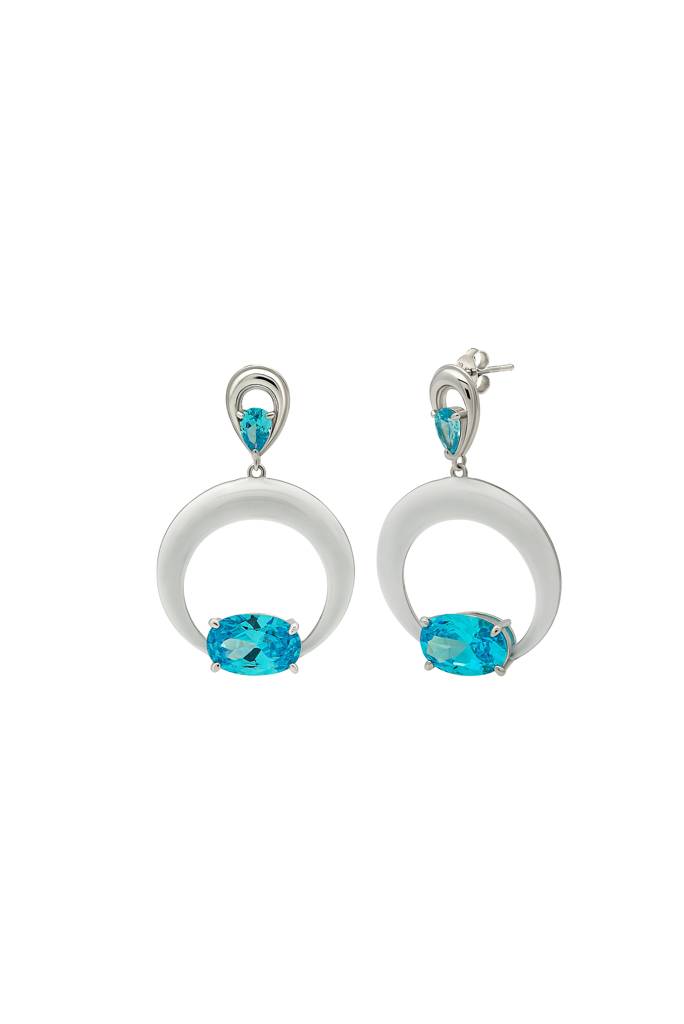 Silberry 925 Sterling Silver Blue Frost Earrings : ER2622