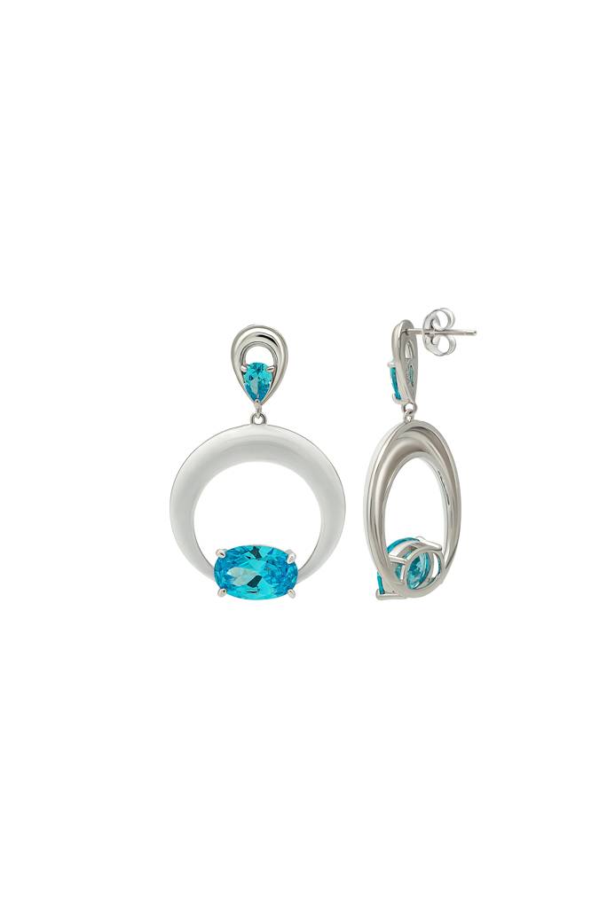 Silberry 925 Sterling Silver Blue Frost Earrings : ER2622