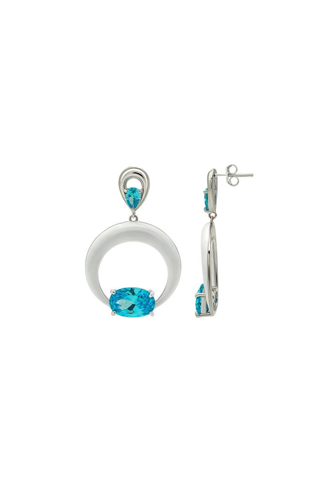 Silberry 925 Sterling Silver Blue Frost Earrings : ER2622