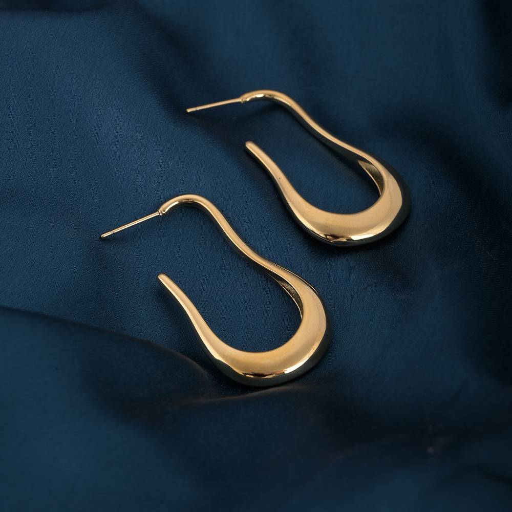 Lunar Curve Dangler Earrings For Womens Waterproof & Anti-Tarnish : ER265-G
