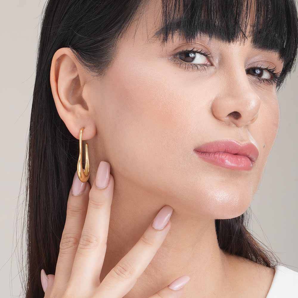 Lunar Curve Dangler Earrings For Womens Waterproof & Anti-Tarnish : ER265-G