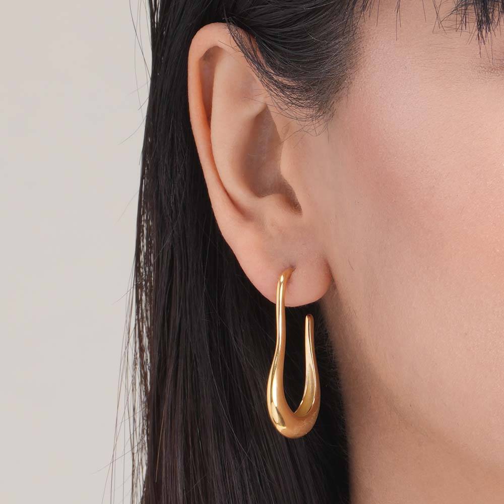 Lunar Curve Dangler Earrings For Womens Waterproof & Anti-Tarnish : ER265-G