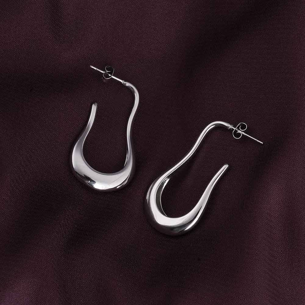 925 Sterling Silver Lunar Curve Dangler Earrings For Womens Waterproof & Anti-Tarnish : ER265-S