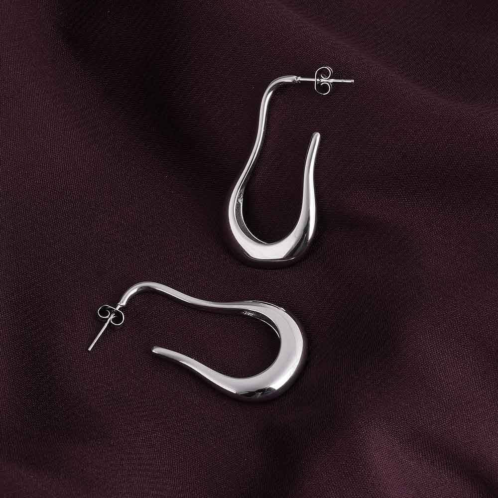925 Sterling Silver Lunar Curve Dangler Earrings For Womens Waterproof & Anti-Tarnish : ER265-S