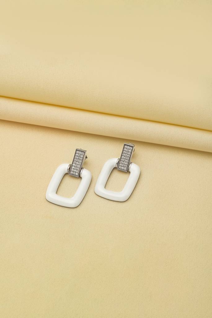 Silberry 925 Sterling Silver White Frost Earrings : ER2651