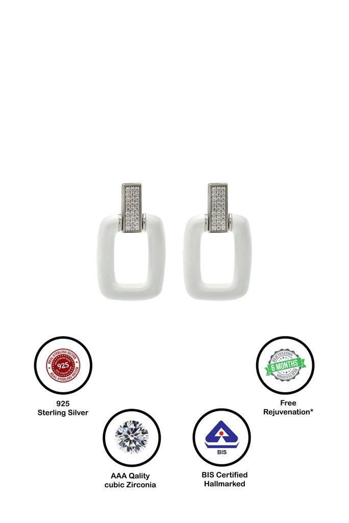 Silberry 925 Sterling Silver White Frost Earrings : ER2651