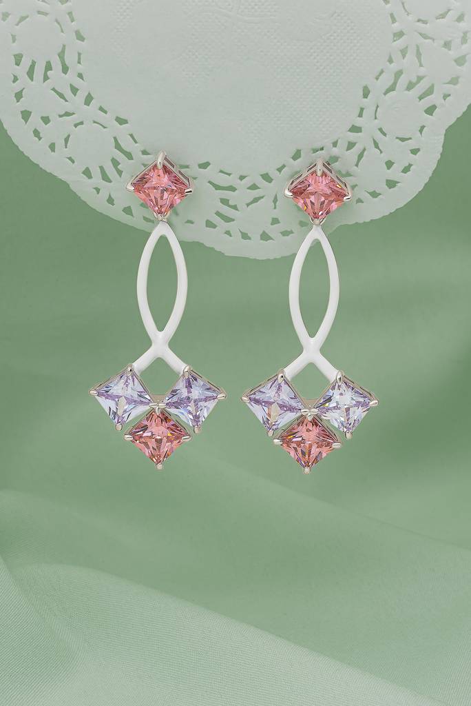 Silberry 925 Sterling Silver Lavender Frost Earrings : ER2672