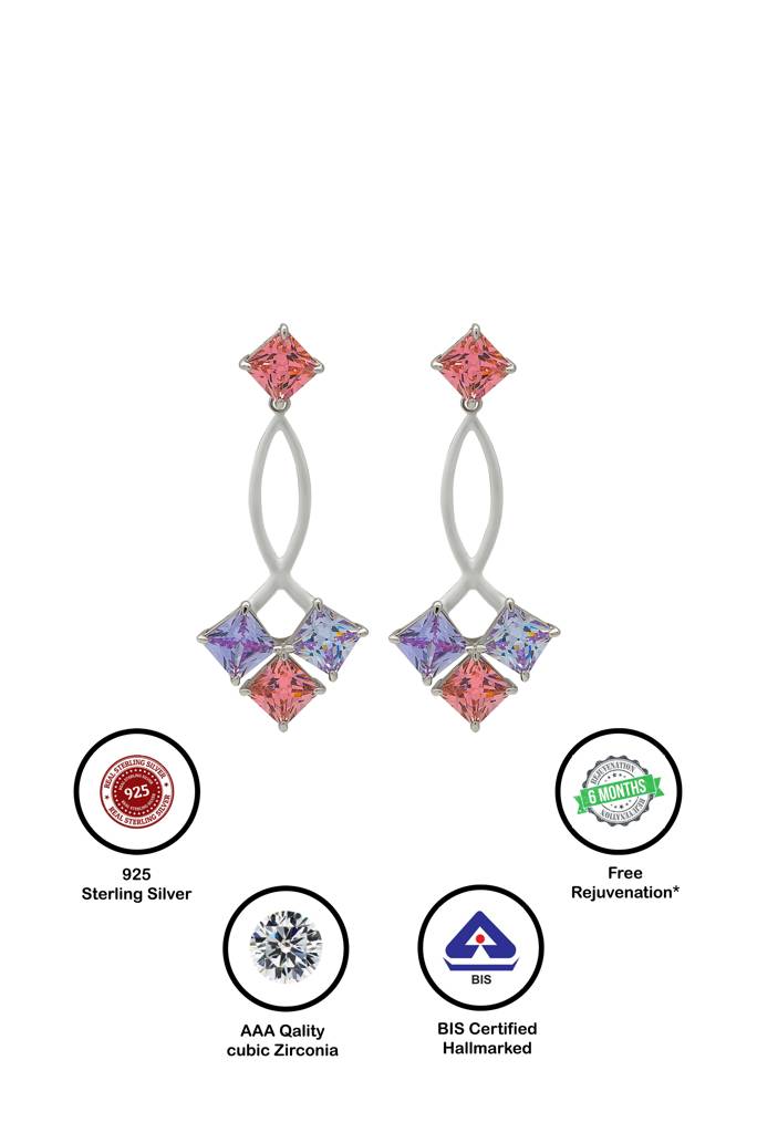 Silberry 925 Sterling Silver Lavender Frost Earrings : ER2672