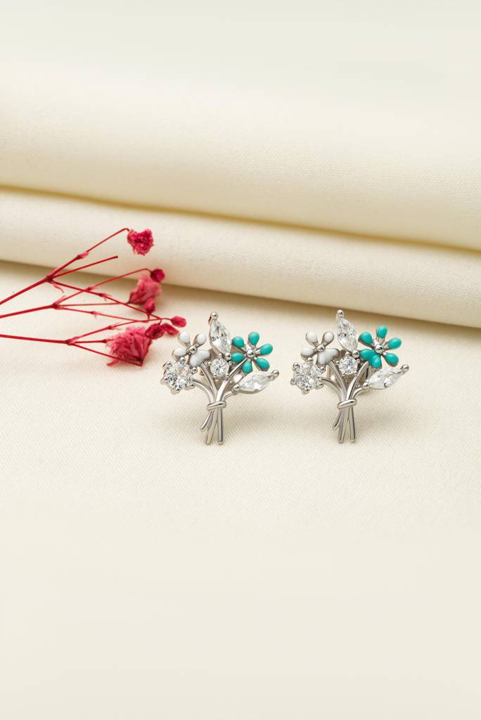 Silberry 925 Sterling Silver Leafy Earrings : ER2739