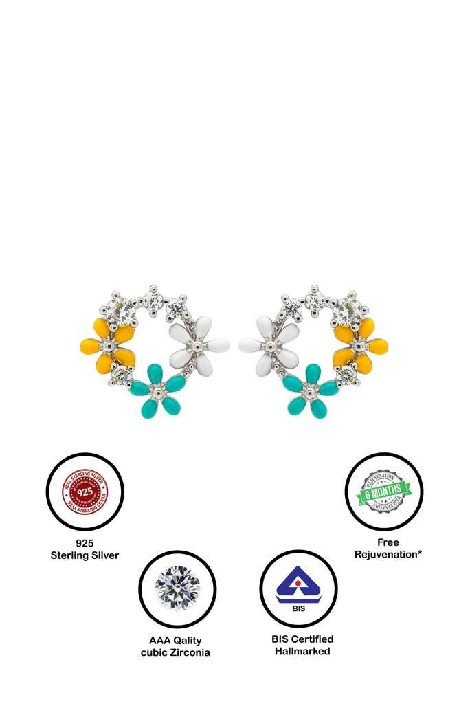 Silberry 925 Sterling Silver Blossom Earrings : ER2781