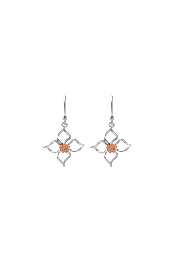 18K Gold Plated Two Tone Silver Daffodil Earrings : ER2824