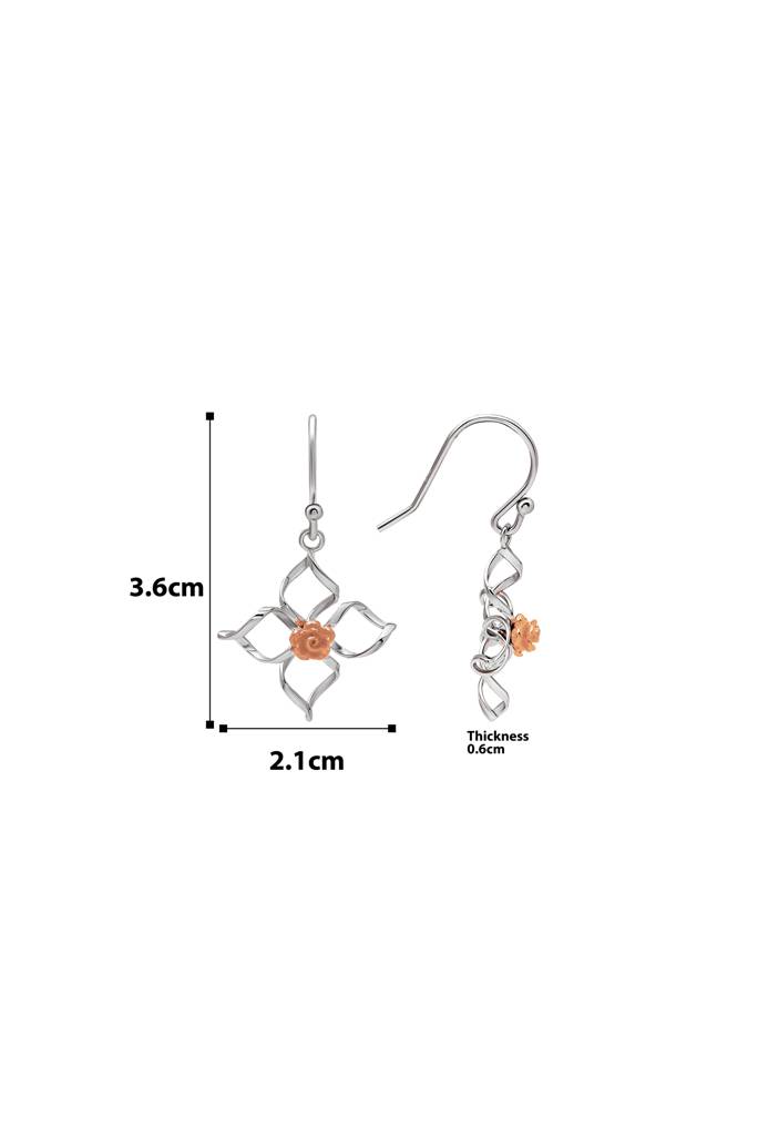 18K Gold Plated Two Tone Silver Daffodil Earrings : ER2824