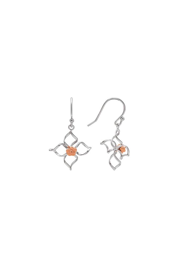 18K Gold Plated Two Tone Silver Daffodil Earrings : ER2824