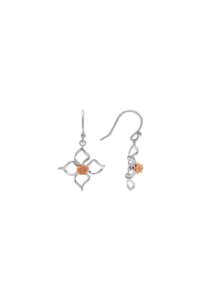 18K Gold Plated Two Tone Silver Daffodil Earrings : ER2824