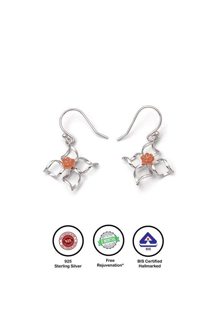 18K Gold Plated Two Tone Silver Daffodil Earrings : ER2824