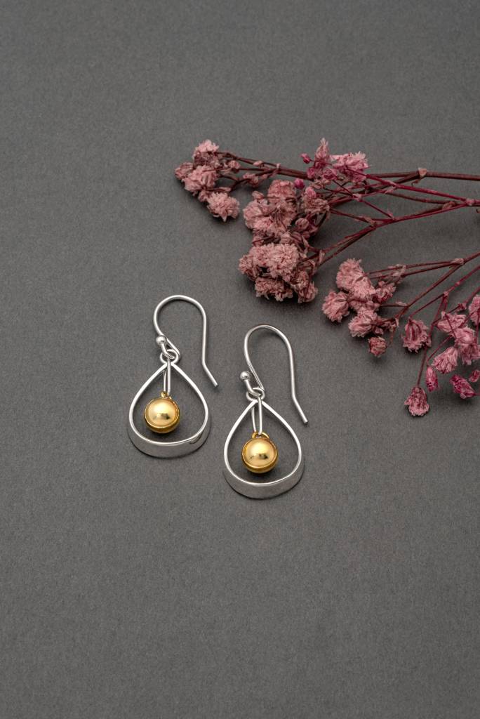 18K Gold Plated Two Tone Silver Starburst Earrings : ER2849