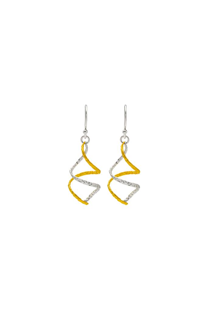 18K Gold Plated Two Tone Silver Spiral Earrings : ER2894