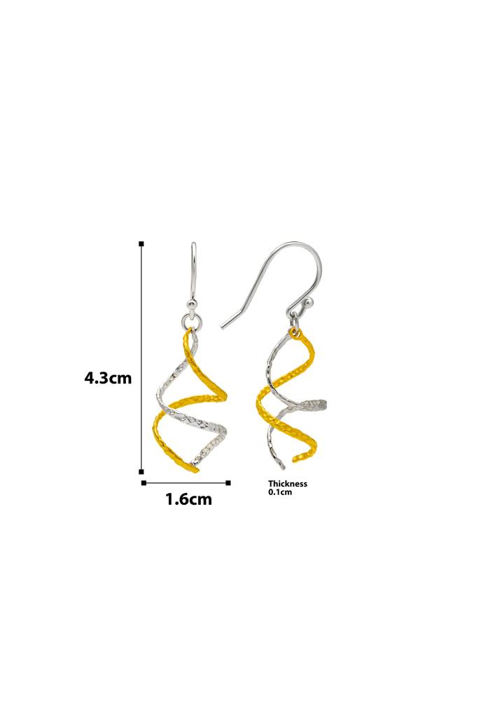 18K Gold Plated Two Tone Silver Spiral Earrings : ER2894