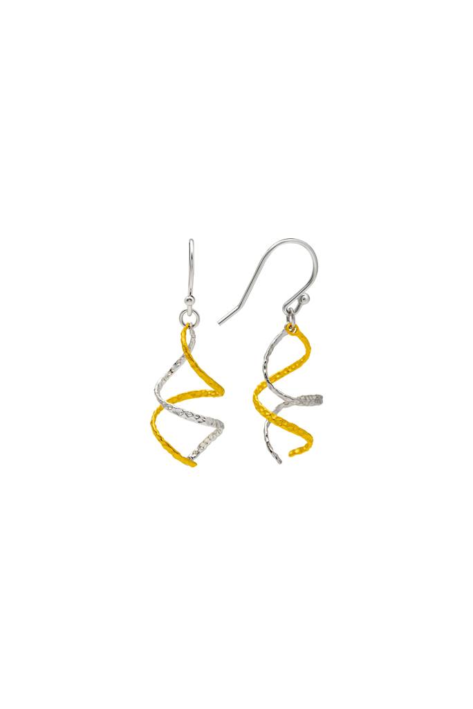 18K Gold Plated Two Tone Silver Spiral Earrings : ER2894