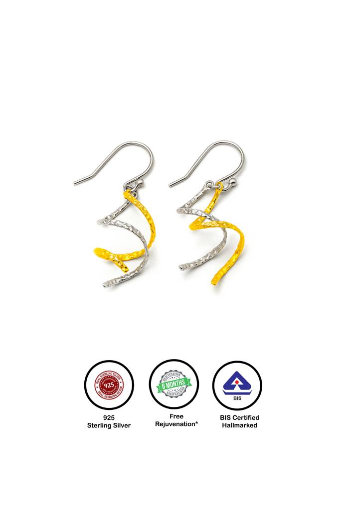 18K Gold Plated Two Tone Silver Spiral Earrings : ER2894