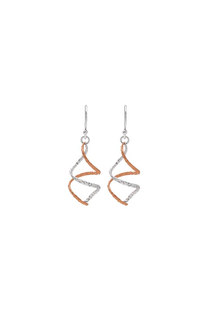 18K Gold Plated Two Tone Silver Spiral Earrings : ER2913