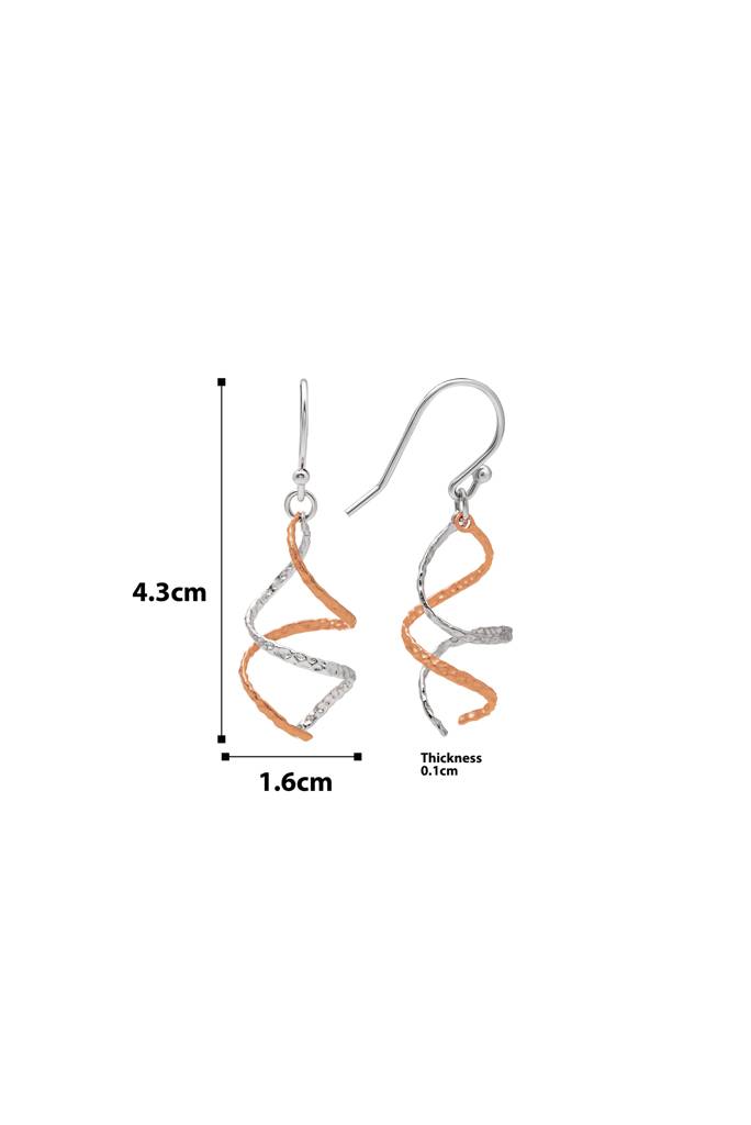 18K Gold Plated Two Tone Silver Spiral Earrings : ER2913