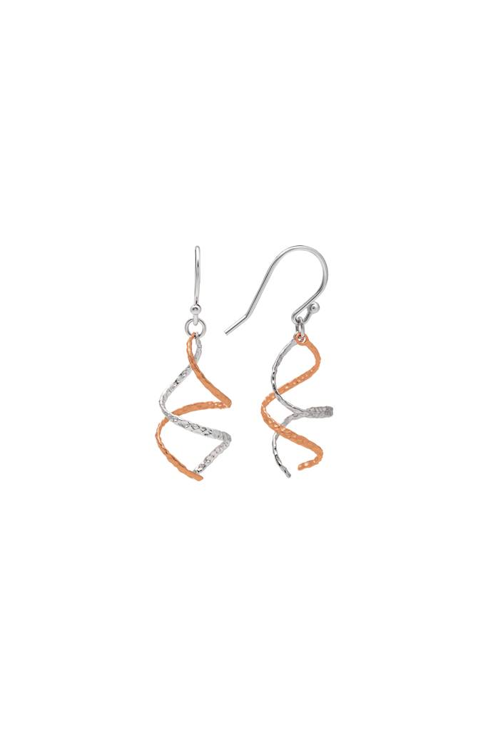 18K Gold Plated Two Tone Silver Spiral Earrings : ER2913
