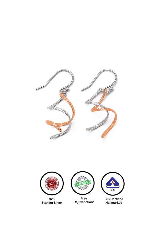 18K Gold Plated Two Tone Silver Spiral Earrings : ER2913