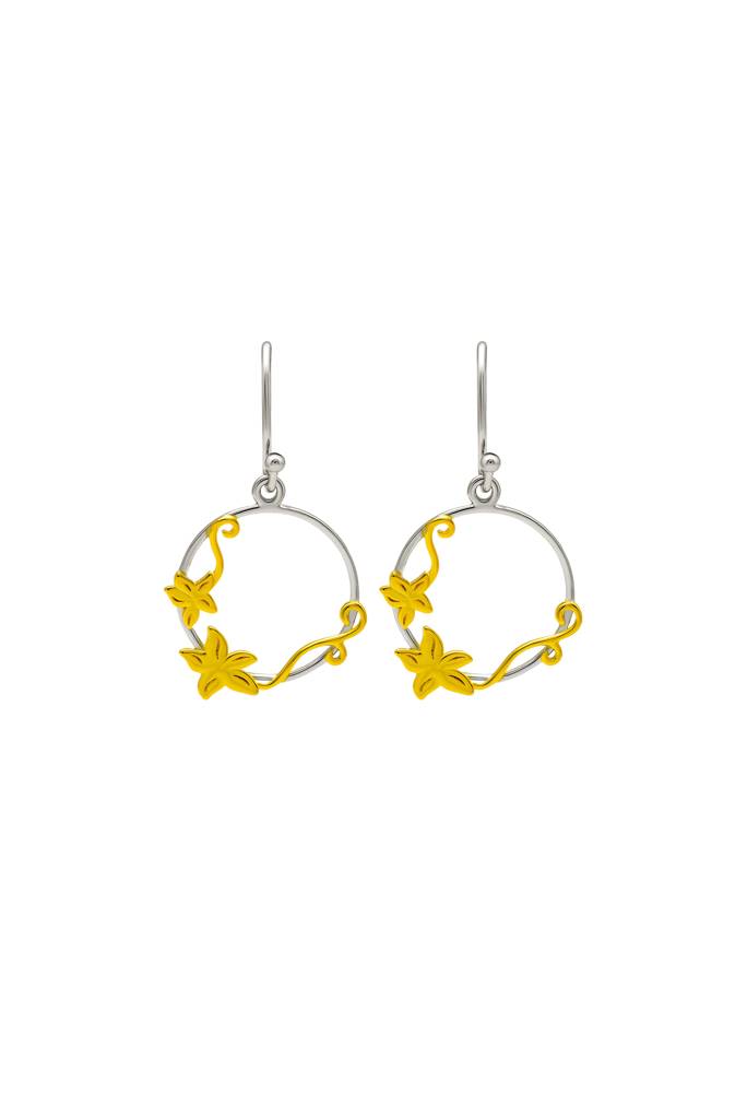 18K Gold Plated Two Tone Silver Lily Circlets Earrings : ER2982