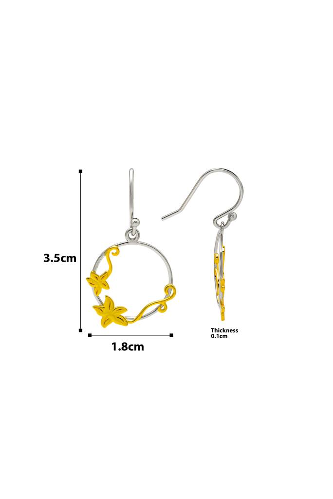 18K Gold Plated Two Tone Silver Lily Circlets Earrings : ER2982
