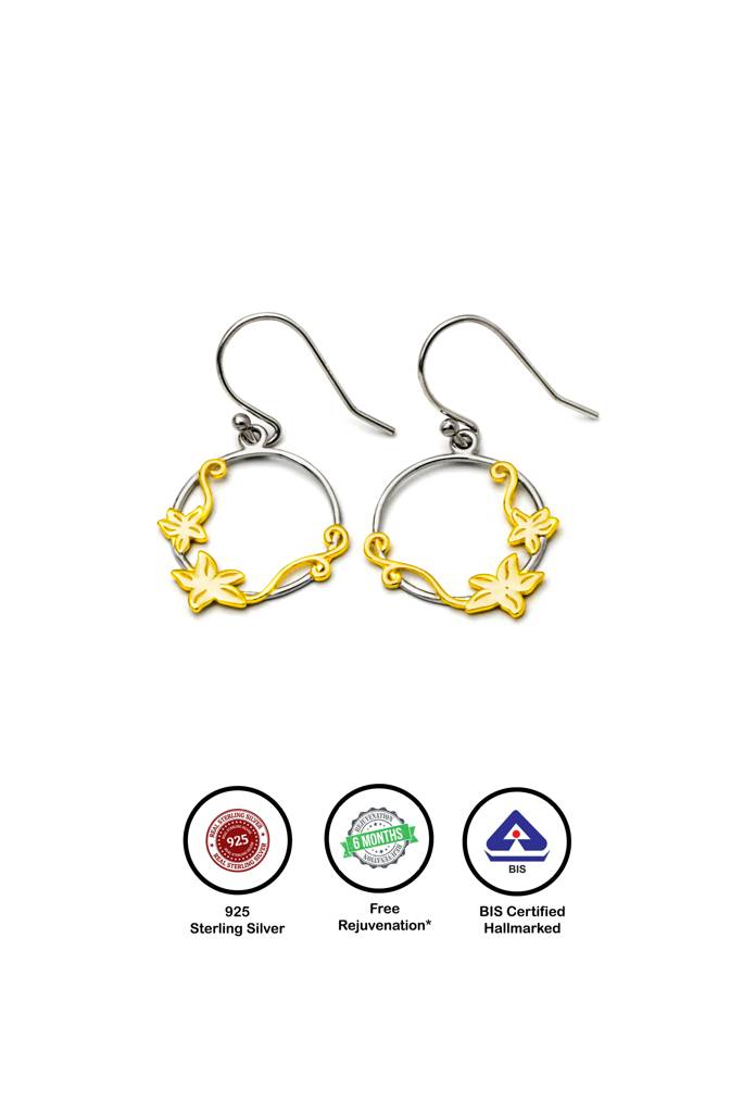 18K Gold Plated Two Tone Silver Lily Circlets Earrings : ER2982