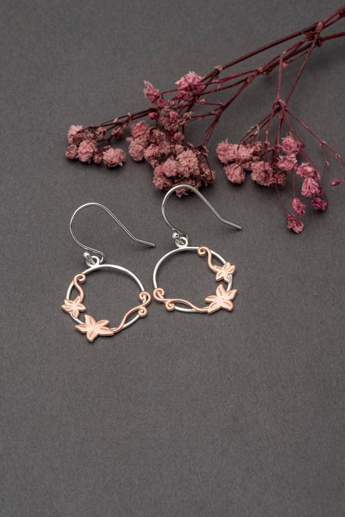 18K Gold Plated Two Tone Silver Lily Circlets Earrings : ER3011