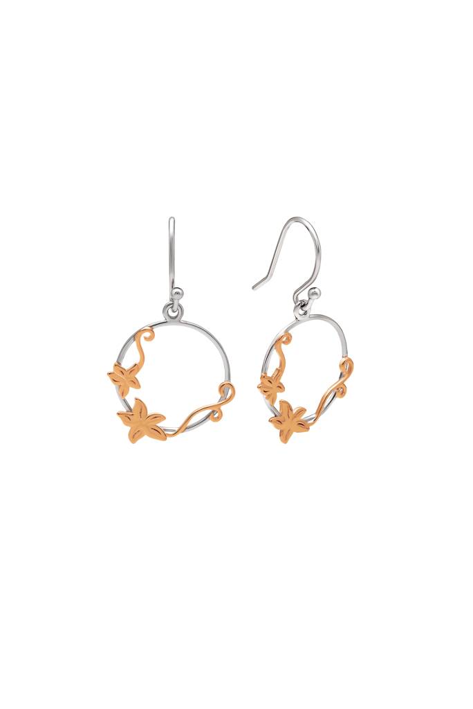 18K Gold Plated Two Tone Silver Lily Circlets Earrings : ER3011
