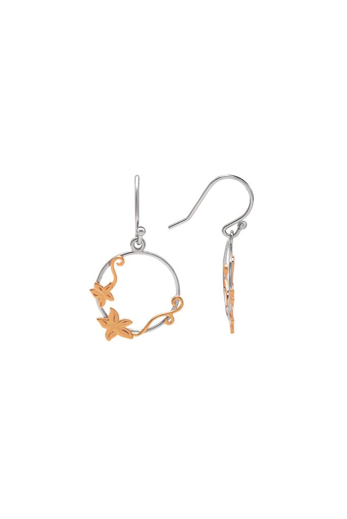 18K Gold Plated Two Tone Silver Lily Circlets Earrings : ER3011