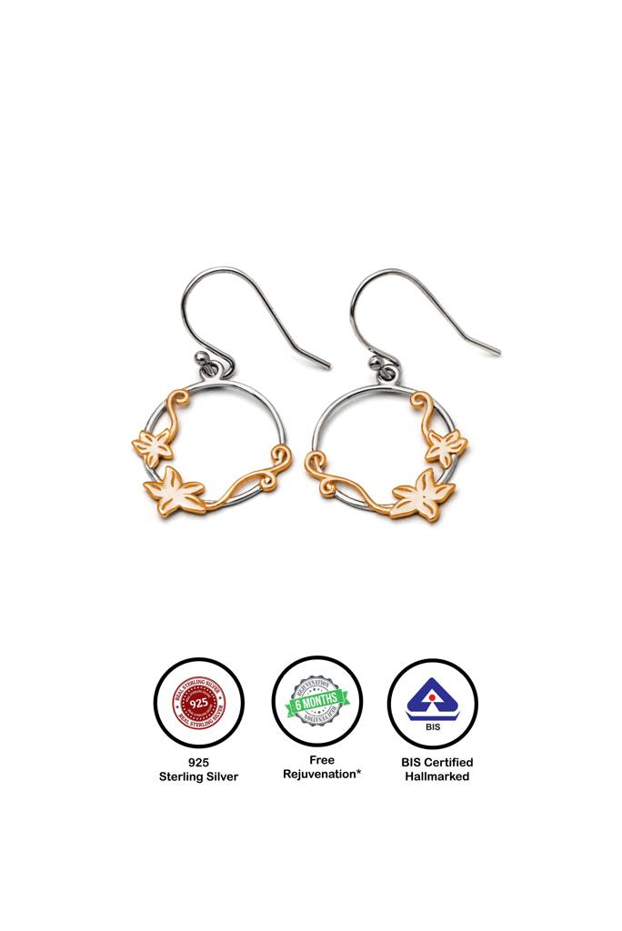 18K Gold Plated Two Tone Silver Lily Circlets Earrings : ER3011