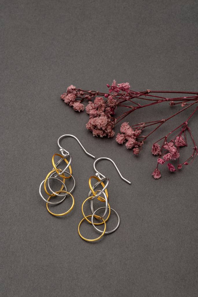 18K Gold Plated Two Tone Silver Eternal Earrings : ER3034