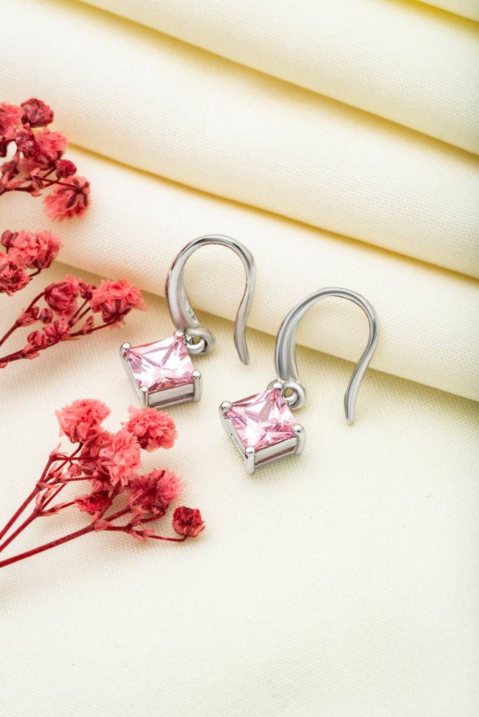 Silberry 925 Sterling Silver Pink Luster Earrings : ER3311