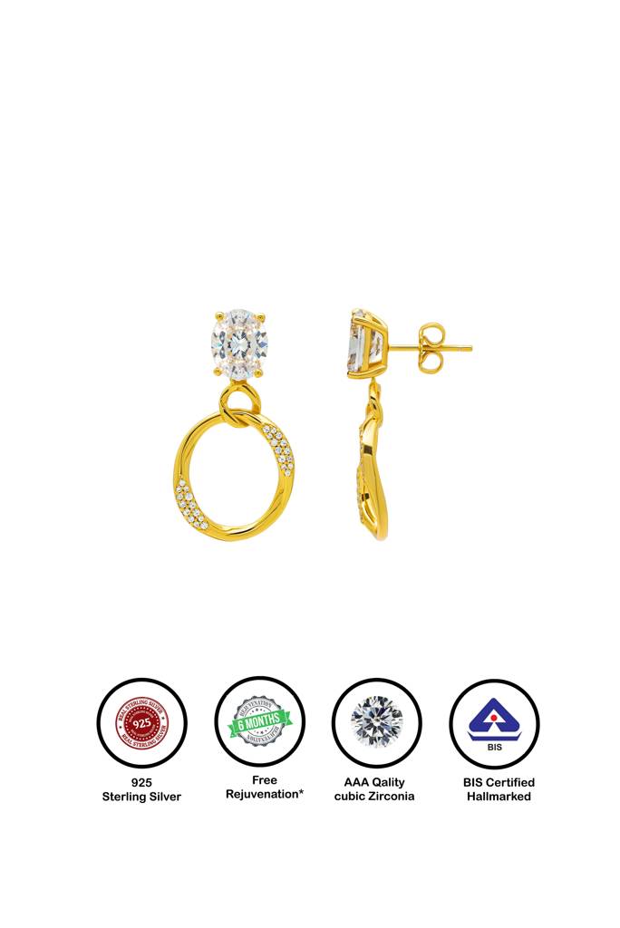 Silberry 925 Sterling Silver 18K Gold Plated Silver Lustrous Earrings : ER3802