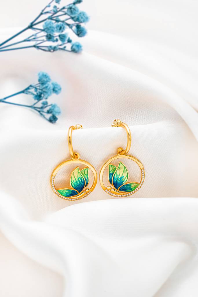 Silberry 925 Sterling Silver 18K Gold Plated Silver Mystic Butterfly Earrings : ER3822