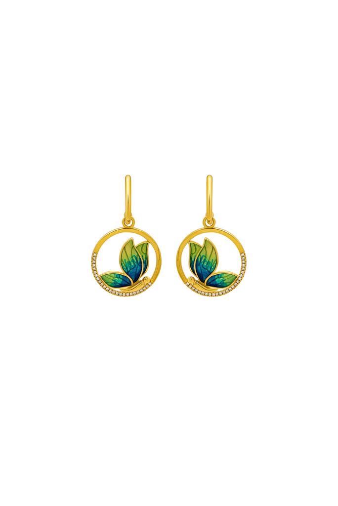 Silberry 925 Sterling Silver 18K Gold Plated Silver Mystic Butterfly Earrings : ER3822