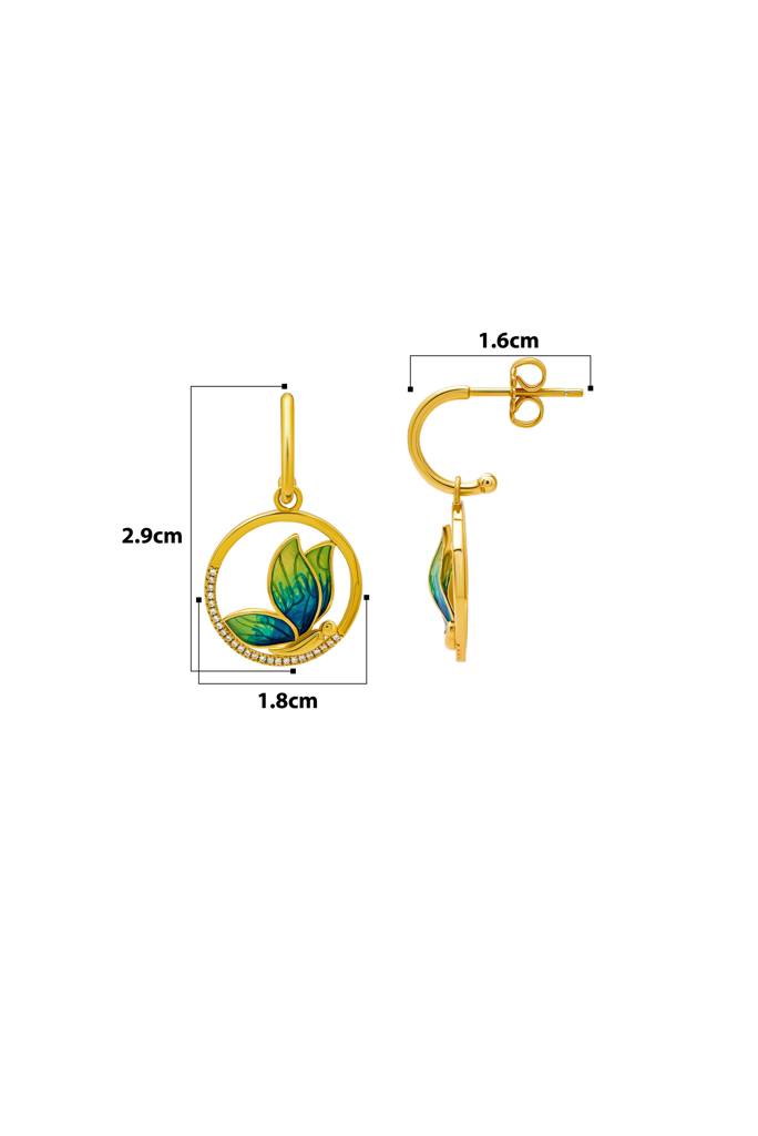 Silberry 925 Sterling Silver 18K Gold Plated Silver Mystic Butterfly Earrings : ER3822
