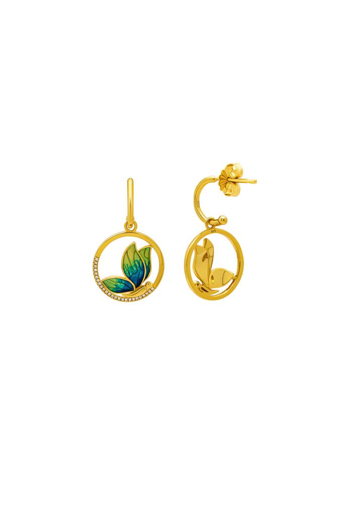Silberry 925 Sterling Silver 18K Gold Plated Silver Mystic Butterfly Earrings : ER3822