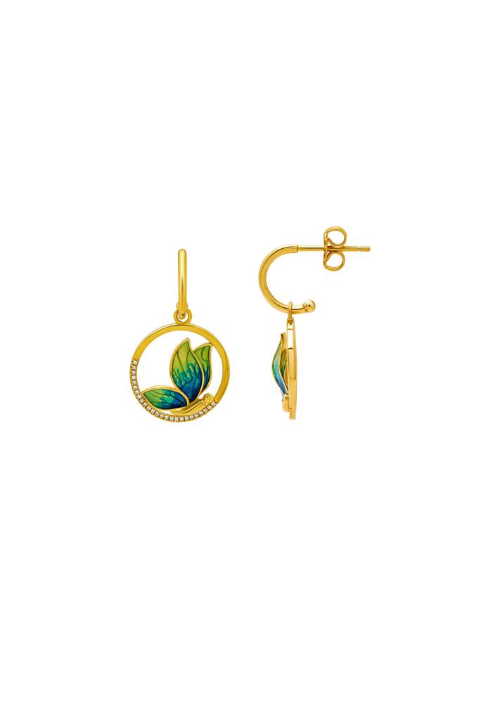 Silberry 925 Sterling Silver 18K Gold Plated Silver Mystic Butterfly Earrings : ER3822