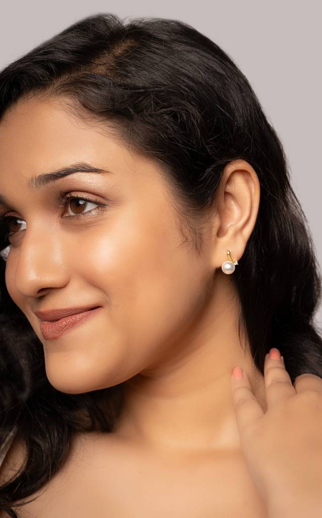 Silberry Sterling Silver Rose Gold Ocean Pearl Earrings : ER3891