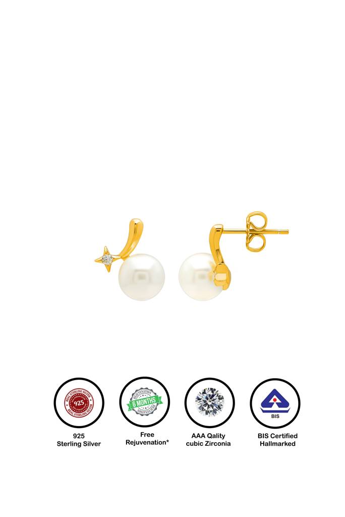 Silberry Sterling Silver Rose Gold Ocean Pearl Earrings : ER3891